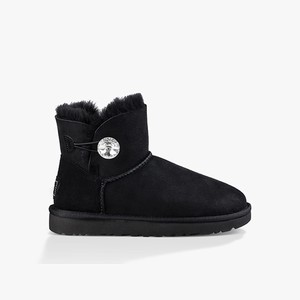 Ugg Mini Bailey Button Bling Klassiska Stövlar Dam Svarta (620851MFO)